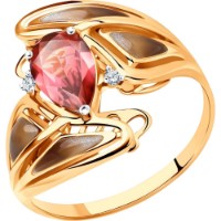 Inel din aur rosu cu diamante si turmalina roz Casa Bosco 6019026 3,57g s.17,5