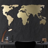 Panou decorativ Wallity World Map Silhouette XL Gold