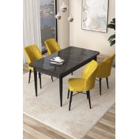 Комплект для столовой Hanah Home Arp Black Marble Mustard