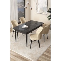 Комплект для столовой Hanah Home Arp Black Marble Cream