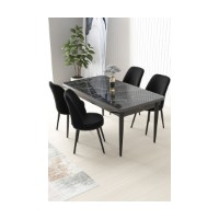 Комплект для столовой Hanah Home Nil Black Marble Black