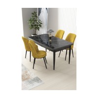 Комплект для столовой Hanah Home Nil Black Marble Mustard