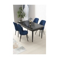 Комплект для столовой Hanah Home Nil Black Marble Navy Blue