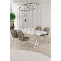 Set mobilă pentru bucătărie Hanah Home Rigel White Chrome Cappuccino