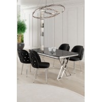 Комплект для столовой Hanah Home Rigel Black Marble Chrome Black