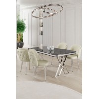 Комплект для столовой Hanah Home Rigel Black Marble Chrome Cream