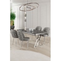 Set mobilă pentru bucătărie Hanah Home Rigel Black Marble Chrome Grey