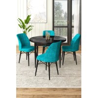 Set mobilă pentru bucătărie Hanah Home Rox Black Marble Turquoise