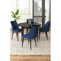 Set mobilă pentru bucătărie Hanah Home Rox Black Marble Navy Blue