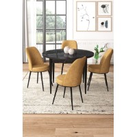 Set mobilă pentru bucătărie Hanah Home Tor Black Marble Cappuccino