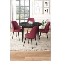 Set mobilă pentru bucătărie Hanah Home Tor Black Marble Burgundy