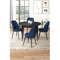 Set mobilă pentru bucătărie Hanah Home Tor Black Marble Navy Blue
