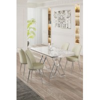 Set mobilă pentru bucătărie Hanah Home Vals White Chrome Cream