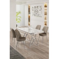 Комплект для столовой Hanah Home Vals White Chrome Cappuccino