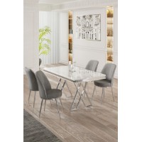 Set mobilă pentru bucătărie Hanah Home Vals White Chrome Grey