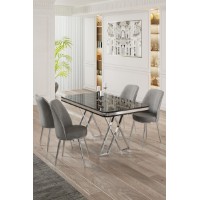 Комплект для столовой Hanah Home Vals Black Marble Chrome Grey