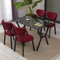 Set mobilă pentru bucătărie Hanah Home Elma Burgundy Black