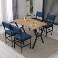 Комплект для столовой Hanah Home Dubai Navy Blue Walnut