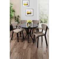 Set mobilă pentru bucătărie Hanah Home Agnes Black Marble Cappuccino