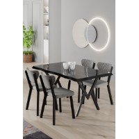Комплект для столовой Hanah Home Akort Black Marble Grey