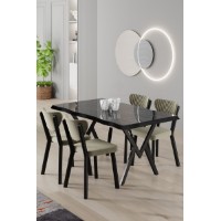 Set mobilă pentru bucătărie Hanah Home Akort Black Marble Cream