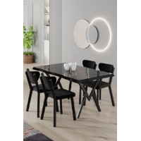Set mobilă pentru bucătărie Hanah Home Akort Black Marble Black
