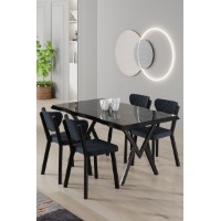 Комплект для столовой Hanah Home Akort Black Marble Anthracite