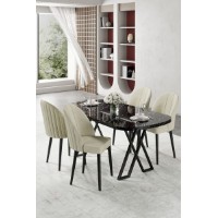 Комплект для столовой Hanah Home Kaye Black Marble Cream