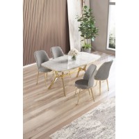 Комплект для столовой Hanah Home Lena White Marble Gold Grey
