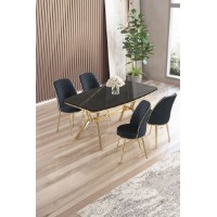 Комплект для столовой Hanah Home Lena Black Marble Gold Anthracite
