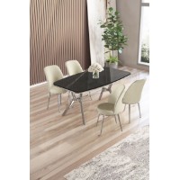Комплект для столовой Hanah Home Lena Black Marble Chrome Cream