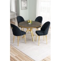 Set mobilă pentru bucătărie Hanah Home Mos Anthracite Gold