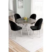 Set mobilă pentru bucătărie Hanah Home Mos Anthracite Chrome Black