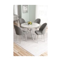 Set mobilă pentru bucătărie Hanah Home Mos White Marble Chrome Grey