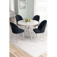 Комплект для столовой Hanah Home Mos White Marble Chrome Anthracite
