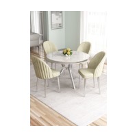 Комплект для столовой Hanah Home Mos White Marble Chrome Cream