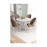Комплект для столовой Hanah Home Mos White Marble Chrome Cappuccino