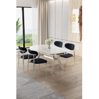 Set mobilă pentru bucătărie Hanah Home Olya White Marble Chrome Anthracite
