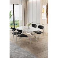 Комплект для столовой Hanah Home Olya White Marble Chrome Black