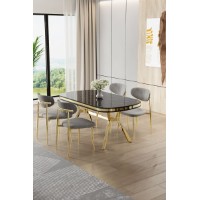 Комплект для столовой Hanah Home Olya Black Marble Gold Grey