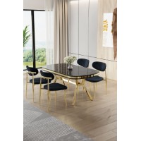 Комплект для столовой Hanah Home Olya Black Marble Gold Anthracite