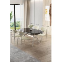 Комплект для столовой Hanah Home Olya Black Marble Chrome Cream