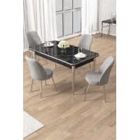 Комплект для столовой Hanah Home Rewa Black Marble Chrome Grey