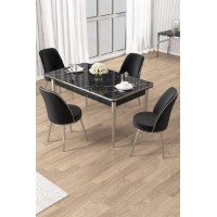 Комплект для столовой Hanah Home Rewa Black Marble Chrome Black