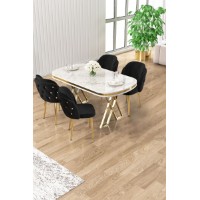 Set mobilă pentru bucătărie Hanah Home Zae White Marble Gold Black