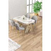 Set mobilă pentru bucătărie Hanah Home Zae White Marble Gold Grey