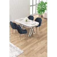 Set mobilă pentru bucătărie Hanah Home Zae White Marble Chrome Anthracite