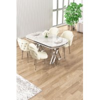 Комплект для столовой Hanah Home Zae White Marble Chrome Cream