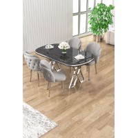 Комплект для столовой Hanah Home Zae Black Marble Chrome Grey