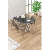 Комплект для столовой Hanah Home Zae Black Marble Chrome Cappuccino